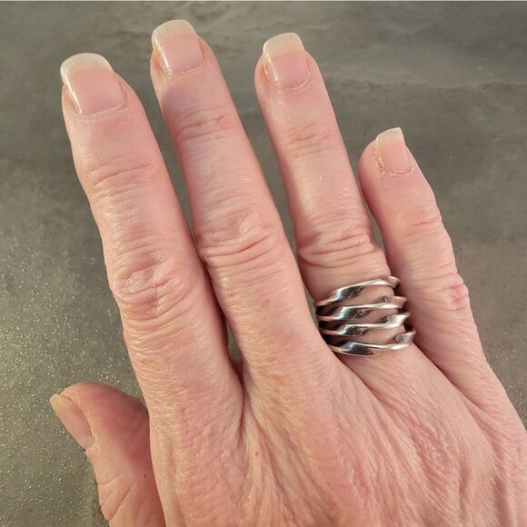 Sterling Dominique Dinouart DDD Modernist Four Twist Ring Band - Picture 6 of 8